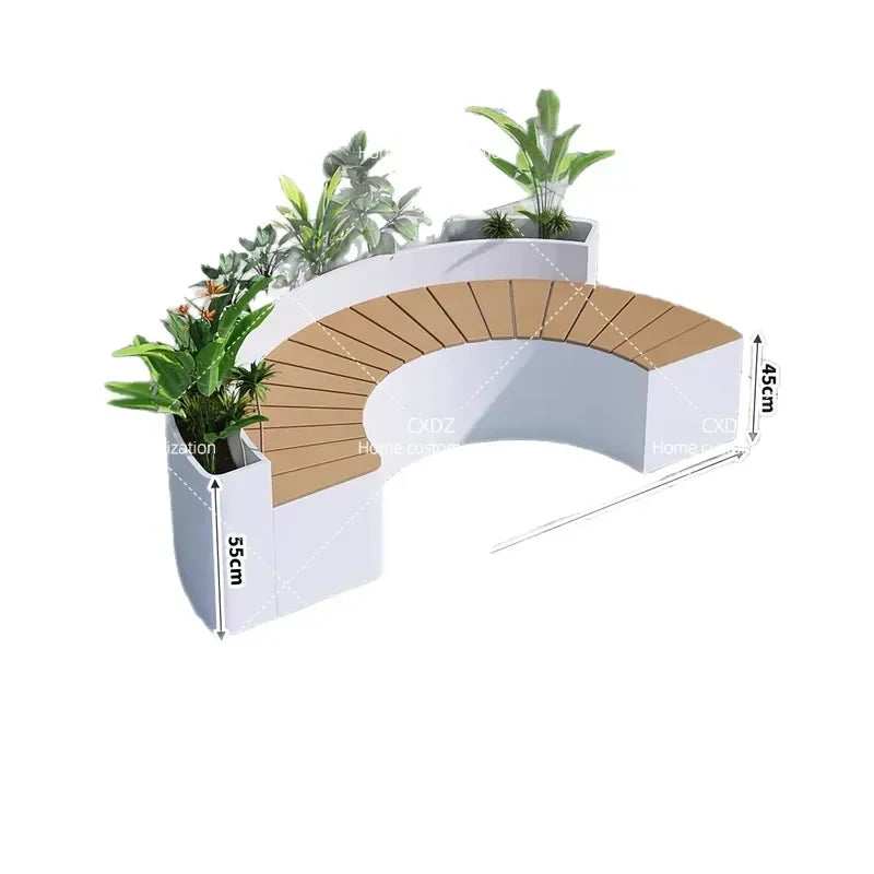Outdoor Backrest Coffee Bar Stool Commercial Street Flower Box Seat Combination for Milk Tea Shop Leisure Sitting