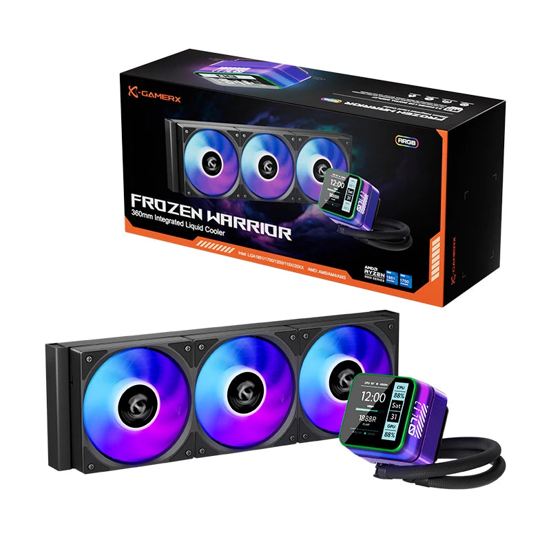 X-GAMERX S360 ARGB All-in-one water cooling radiator/Support LGA1851/1700/115X/1200/AM5/AM4/2.73-inch magnetic LCD screen
