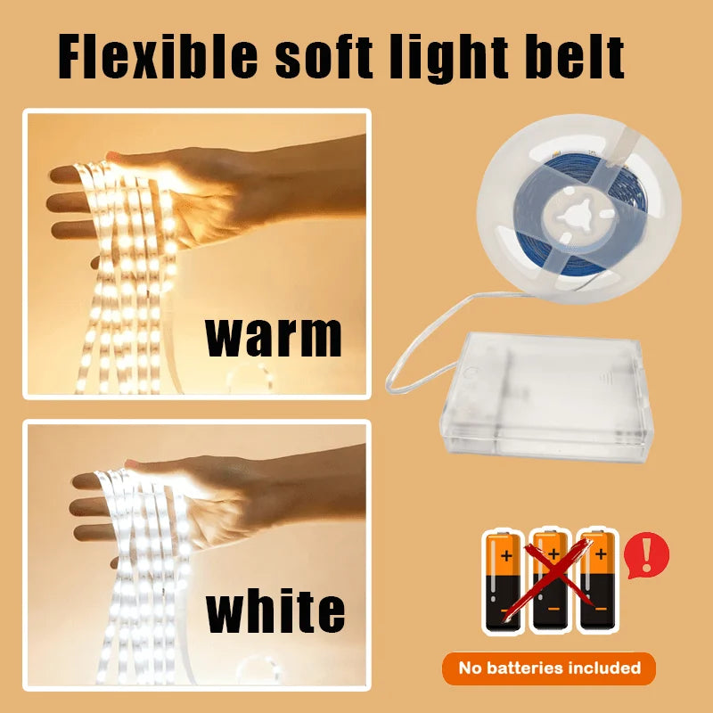 5V USB LED Strip Lights with Battery Box,1m/2m/3m/5m/10m High Brightness Light,Flexible Lights For Stairs,Bedroom,Party,Kitchen,