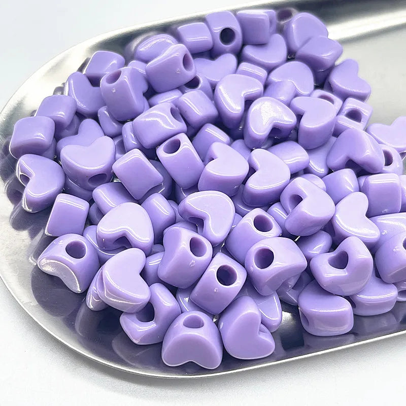 NEW 30pcs11*6mm Candies Colour Big Hole Heart-shaped Acrylic Loose Spacer Beads for Jewelry Making DIY Bracelet Accessories