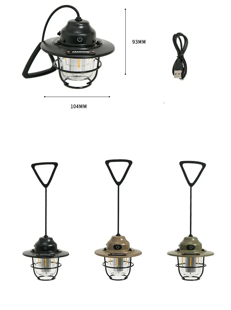 Outdoor Retro Smalldroplight, Campsite Lamp, Atmosphere Lamp, USB Charging Tent Light, LED Camping Hangling Lamp