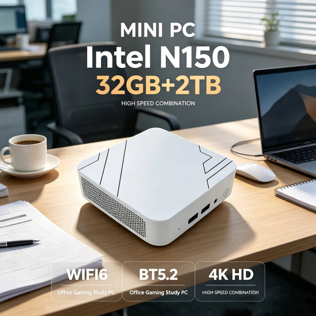 Mini PC Intel Core N150 16GB RAM 2TB SSD Mini Desktop Computer WIFI6 BT5.2 4K HD Office Gaming Study Mini PC