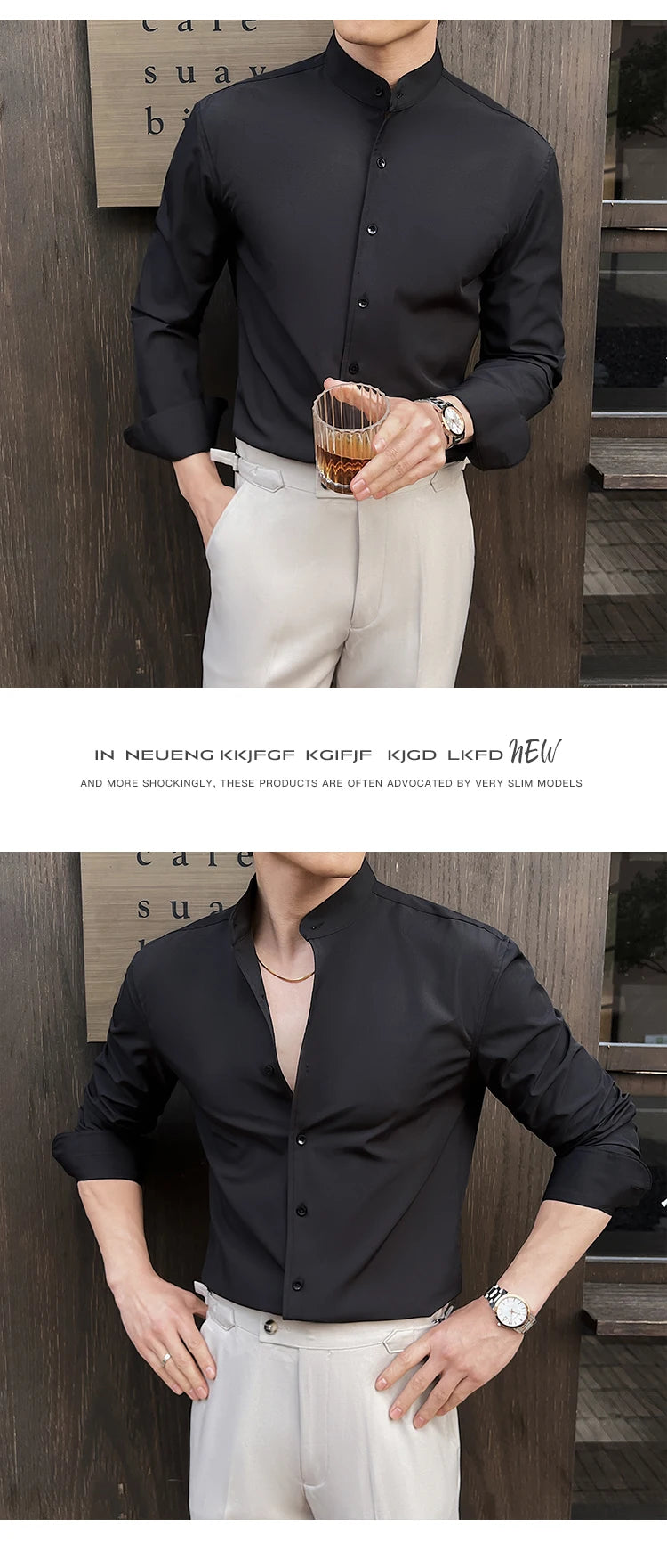 Business Dress white Shirt for Men 2026 British style Long Sleeved Solid Color Casual Elastic Slim Fit Shirt for Men's Clothing