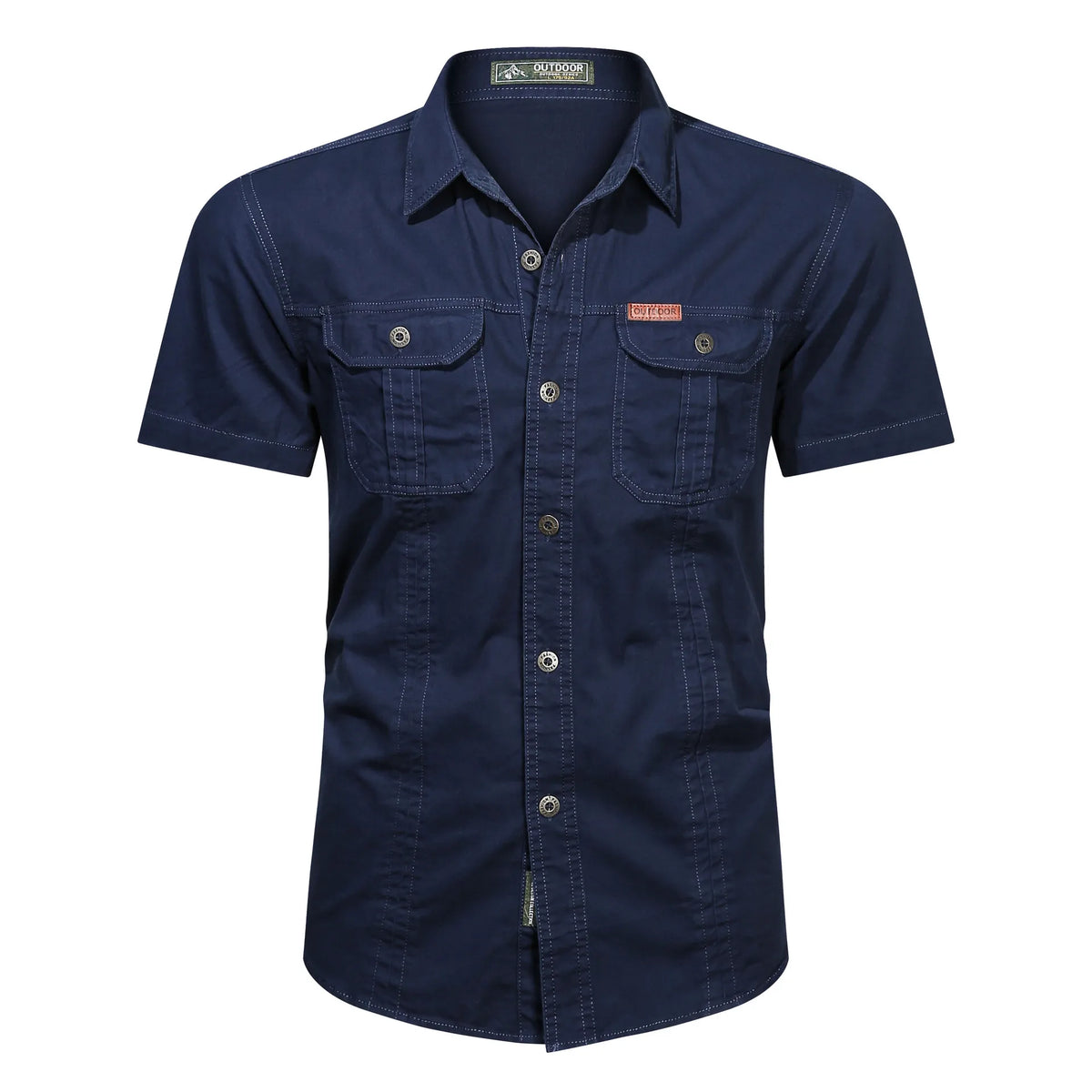 Fashion 2023 Autumn Spring Clothes Green Black Cargo Military Brand Shirts For Mens Short Sleeves Casual Blouse Oversize 4XL 5XL