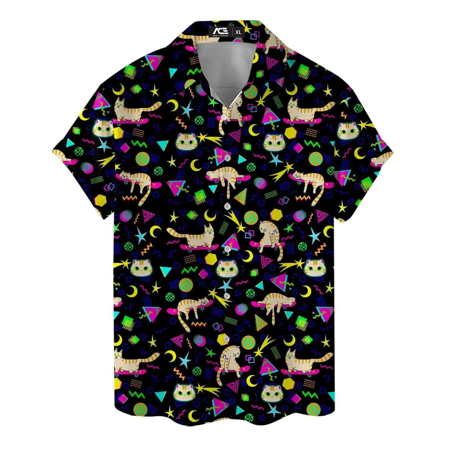 Retro Disco Music Cube Hawaiian Shirts For Men Galaxy Pop Skateboard Mens Hawaiian 80s 90s Shirts Short Sleeve Hip Hop Shirts