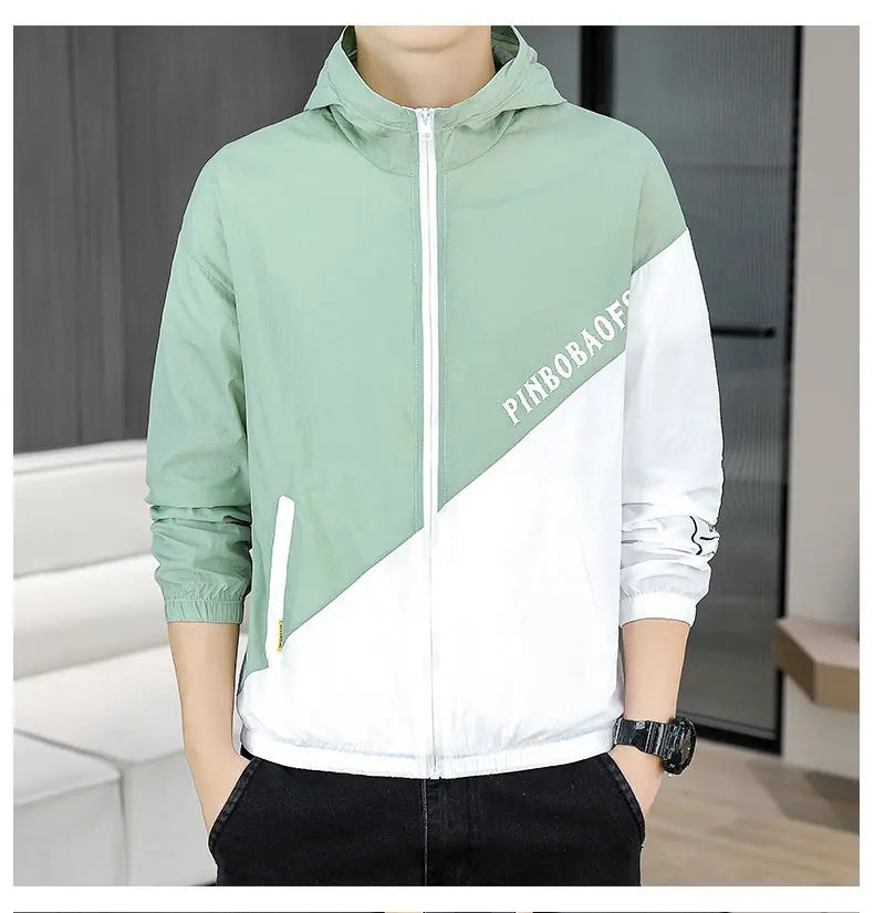 Men's Hooded Sun Protection Clothing Fashion Summer Thin Ice Silk Hiking Jacket Outdoor Sun Shade Coat UV Protection Windbreaker