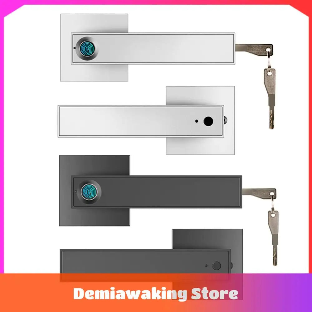 Smart Lock Home Office w/Key  Fingerprint Door Lock Fingerprint Electronic Door Lock Semiconductor Anti Theft