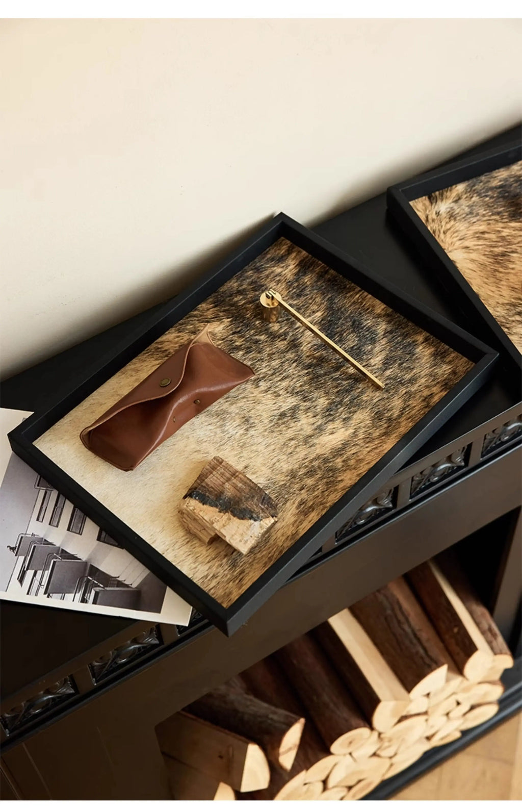 Medieval Horsehair Wooden Trays Light Luxury High Aromatherapy Entrance Trays Jewelry Exquisite Home Accessories Dienblad XYTP40