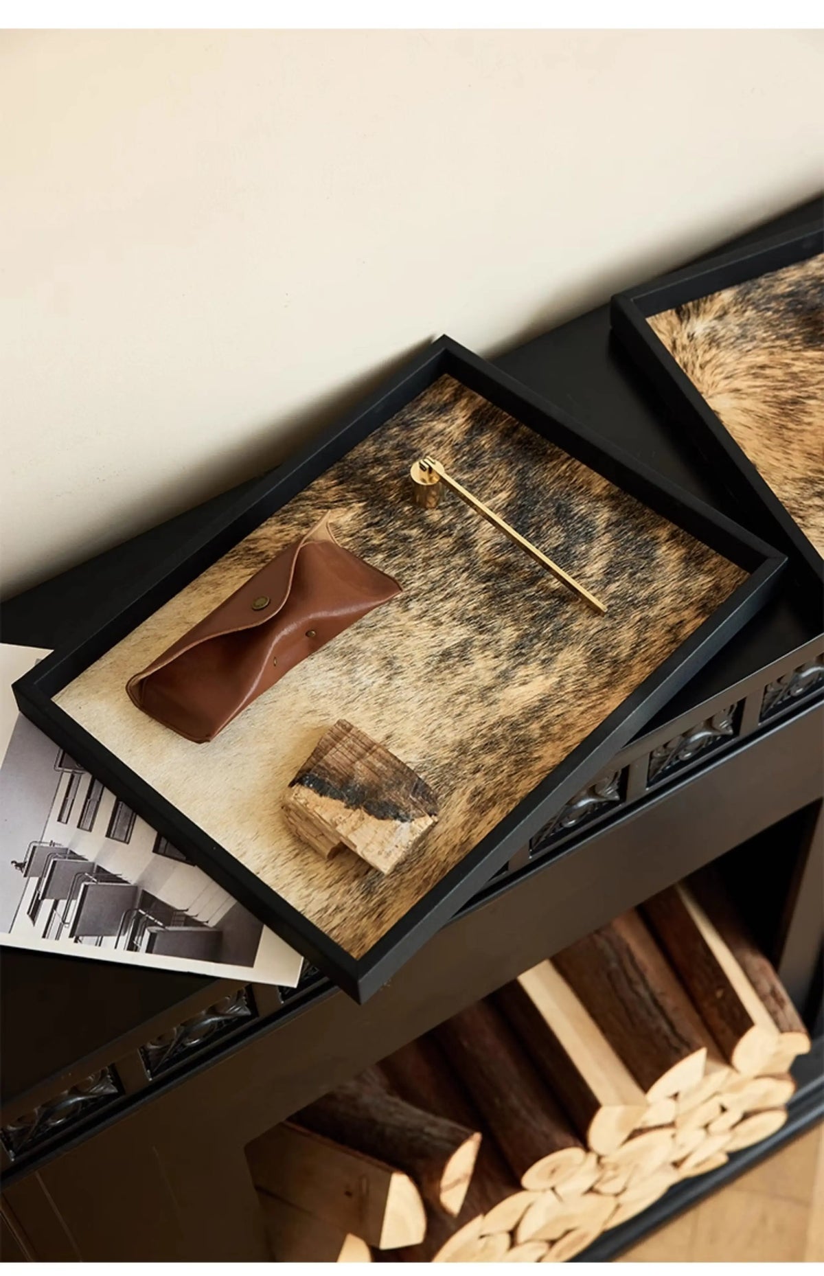Medieval Horsehair Wooden Trays Light Luxury High Aromatherapy Entrance Trays Jewelry Exquisite Home Accessories Dienblad XYTP40