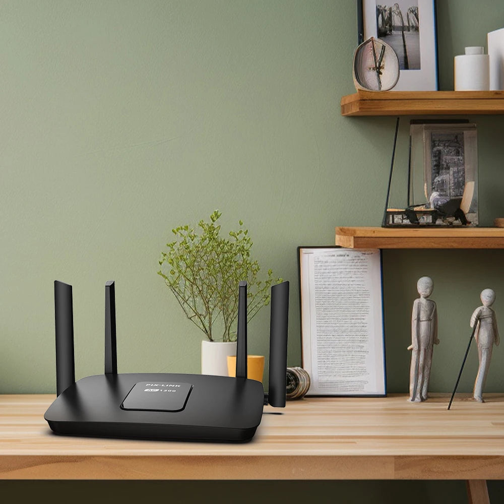 PIXLINK Wireless Router 1200Mbps Dual Band WiFi Repeater Signal Amplifier with 4 Gigabit Ports Smart Tech 5GSIM Penetration AC22