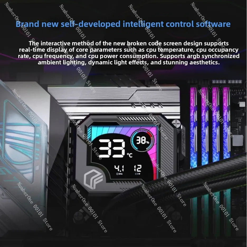 360 integrated 240 water-cooled broken code screen computer CPU radiator argb temperature display cold exhaust cooling fan