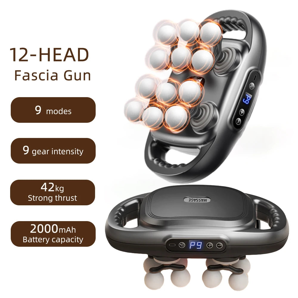 12-Head Fascia Gun High-Frequency Vibration Body Massage Gun Back and Waist Massager Neck Shoulder Massager Muscle masajeador