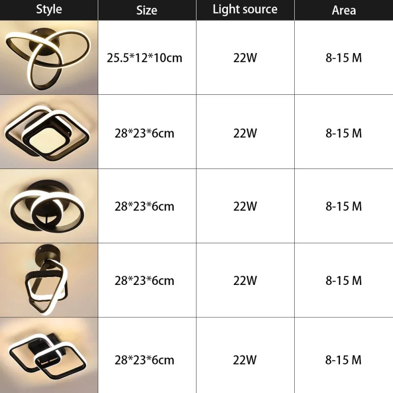 22W LED Ceiling Light Modern Ceiling Lamp Home Decoration Light Living Room Dining Room Bedroom Balcony  Aisle  Indoor Lighting
