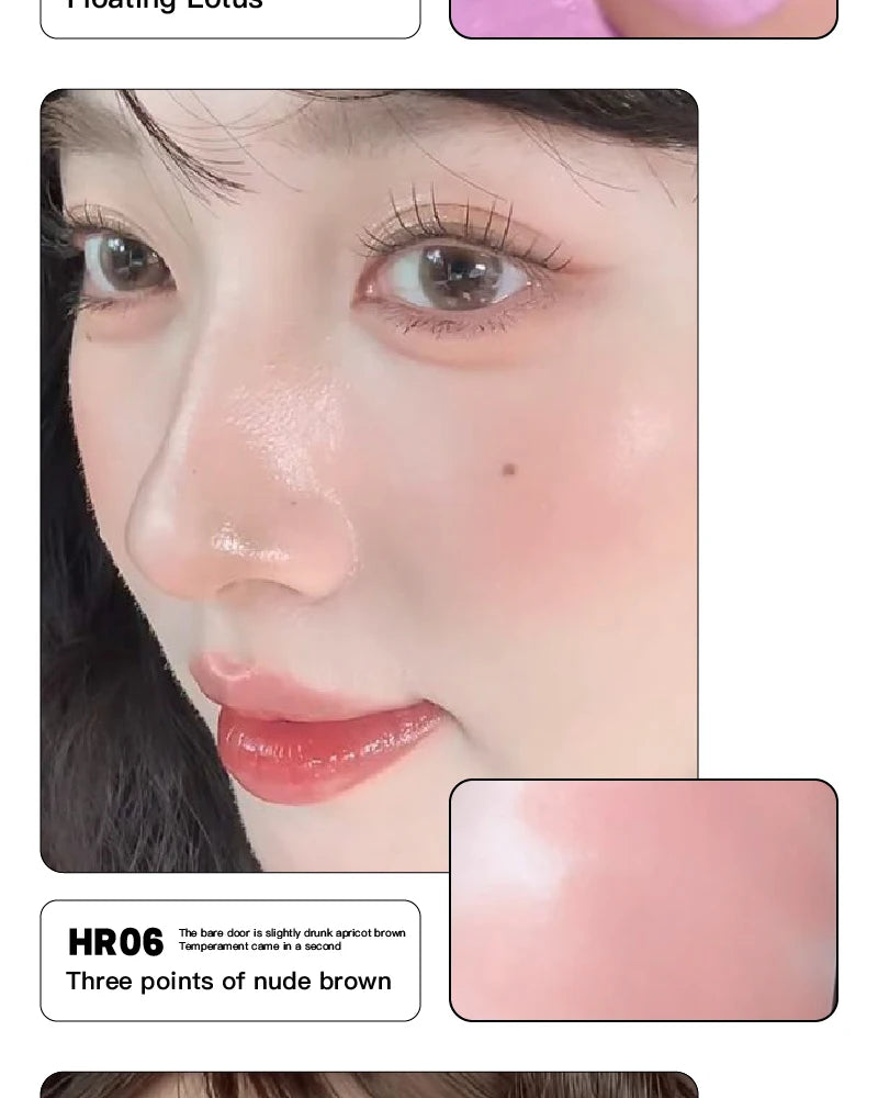 Purple Blush Cream Cheek Rouge Rose Brown Mud Palette Long-Lasting Waterproof Monochrome Brighten Face Moisturizing Blush Makeup