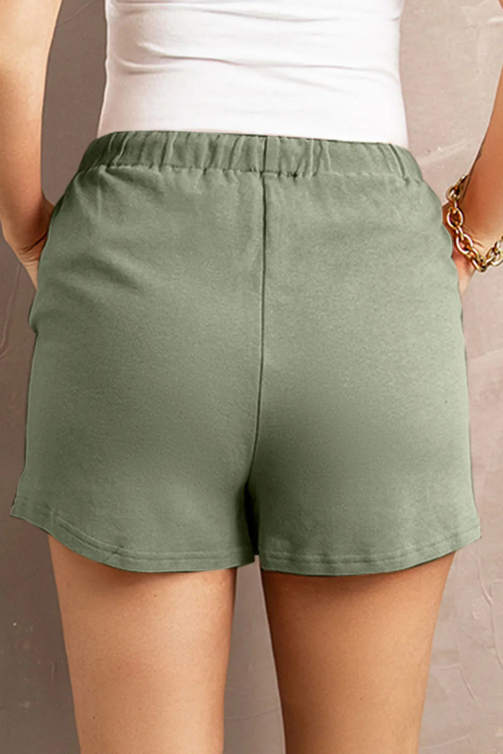 Summer casual pants women's solid color new high waist straight tube drawstring loose casual shorts women