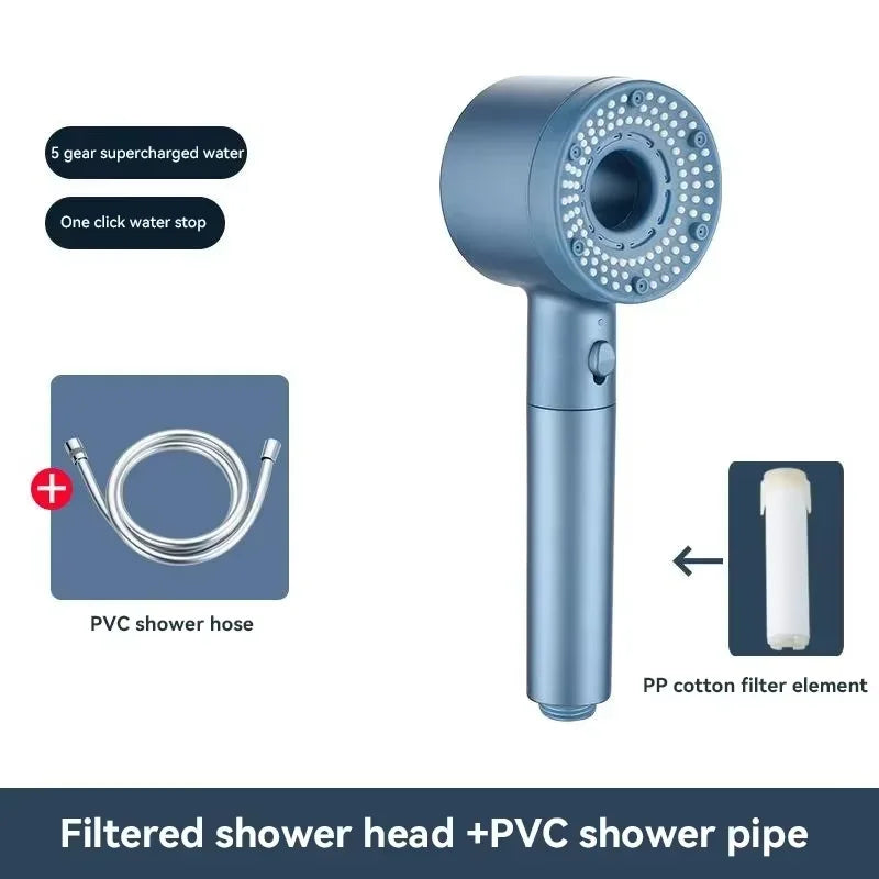 For Xiaomi 5 Modes Water Saving Shower Head Adjustable High Pressure Showerhead Handheld Spray Hangable Bathroom Accessories ﻿