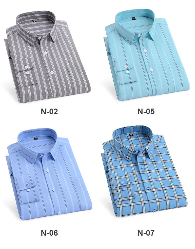 New in shirt over size long-sleeve shirts for men slim fit formal plain shirt soft comfortable striped plaid office full clothes