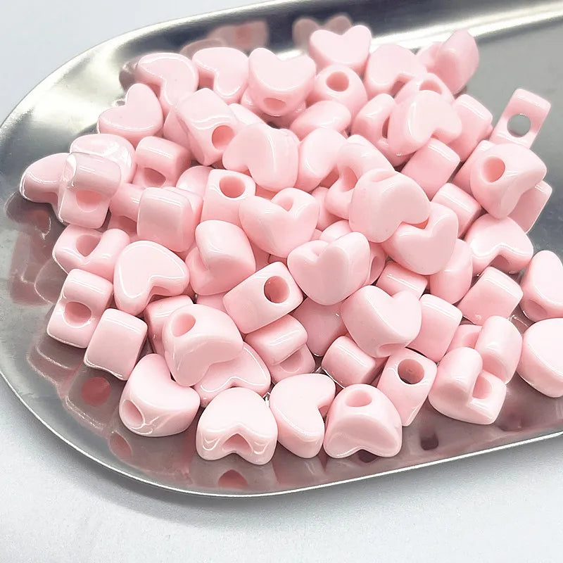 NEW 30pcs11*6mm Candies Colour Big Hole Heart-shaped Acrylic Loose Spacer Beads for Jewelry Making DIY Bracelet Accessories