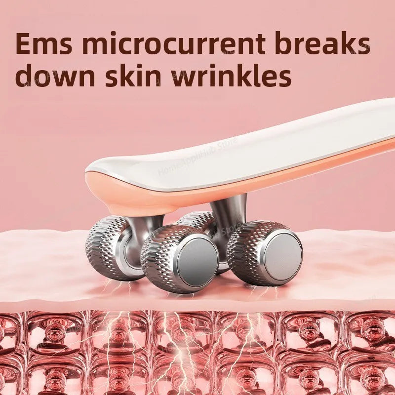 roller facial massager EMS micro current three-level intensity adjustment care rechargeable skin management device facial massa
