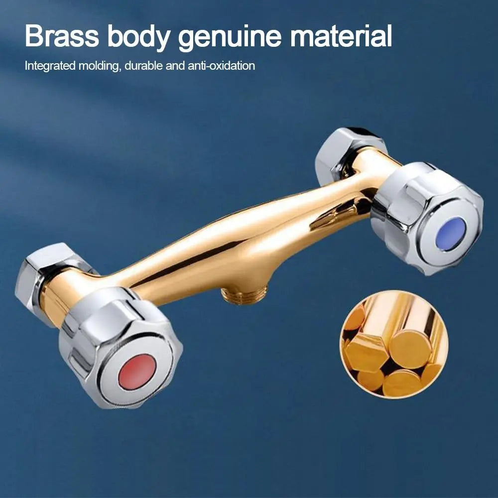 Modern Metal Out Water Inlet Valve Double Control Hot and Cold Double Shower Faucet Valve Wall Mounted Diverter Valve