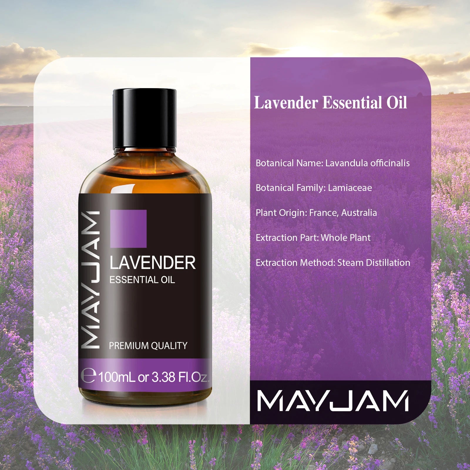 MAYJAM 100ML Essential Oils For Humidifier Diffuser Lavender Sandalwood Sweet Orange Tea tree Camphor Vetiver Aromatic Oil