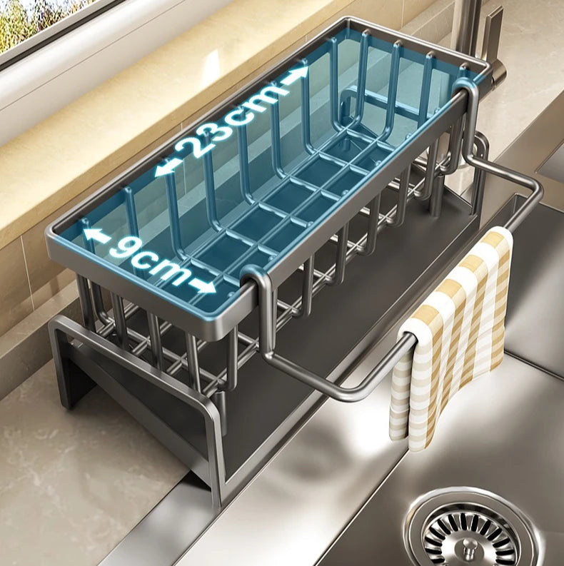 Kitchen Sink Storage Rack No Punch Rag Drainage Shelf Spice Organizer