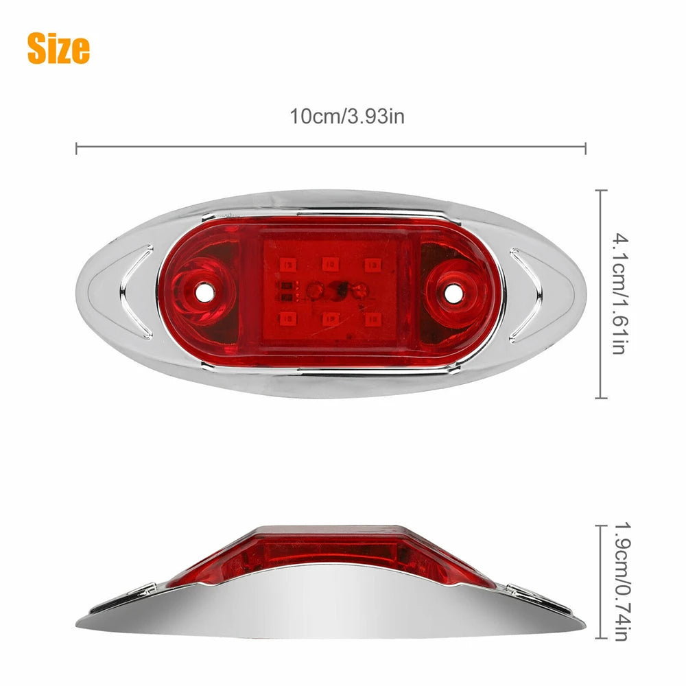 12V-24V 6 LED Side Marker Indicators Light Car Clearance Signal Brake Rear Warning Tail Light Truck Trailer Waterproof