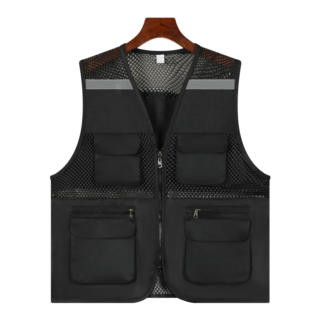 2026 Printing Logo Breathable Men's Summer Mesh Vest Photography Work Multi-Pockets Outdoors Journalist's Vest Sleeveless Vest