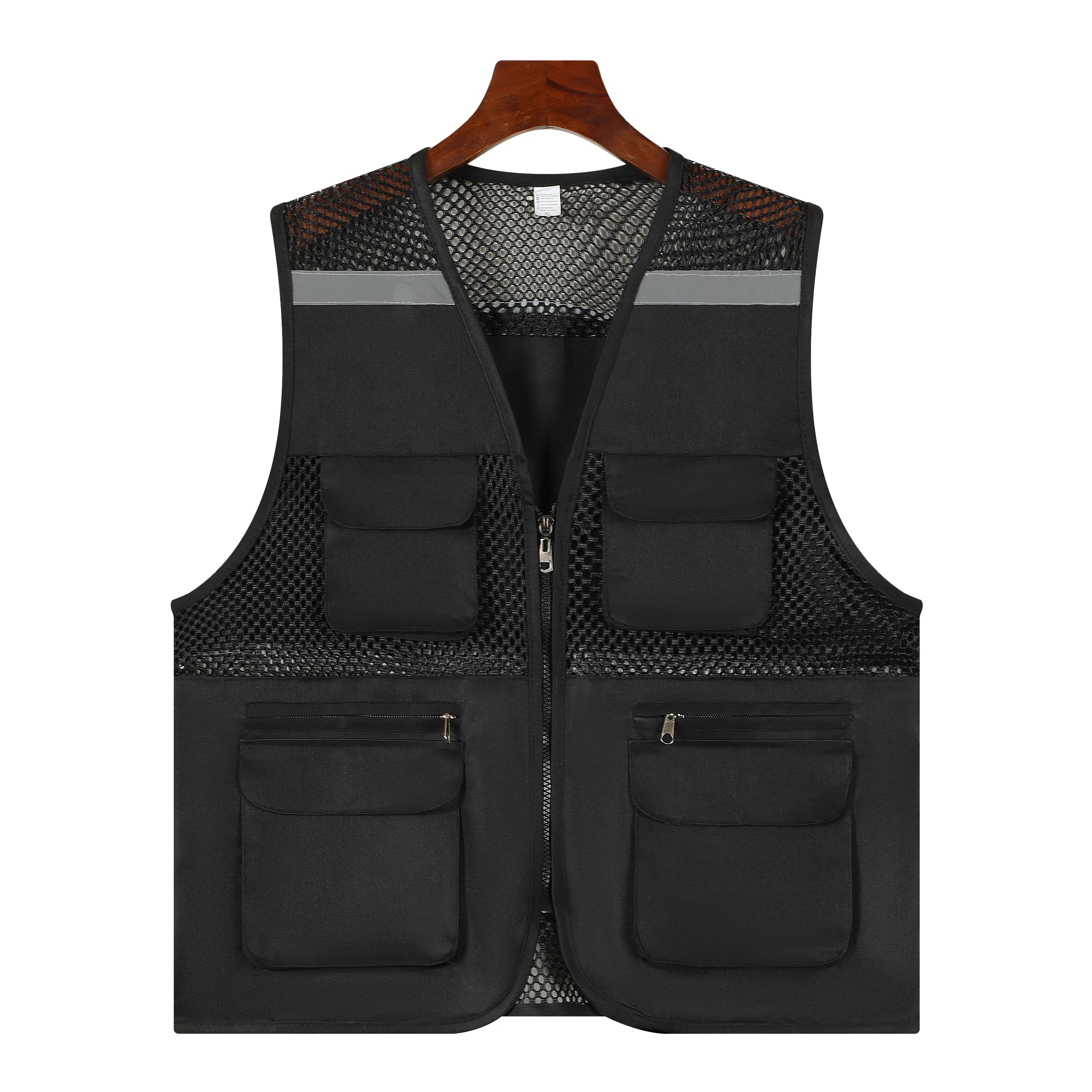 2026 Printing Logo Breathable Men's Summer Mesh Vest Photography Work Multi-Pockets Outdoors Journalist's Vest Sleeveless Vest