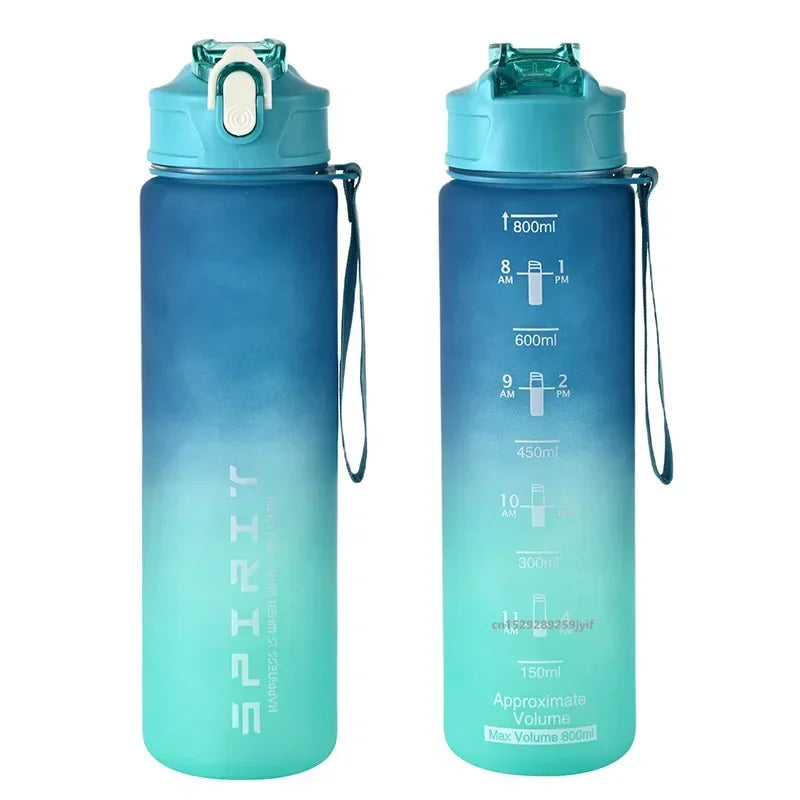 800ML Sports Water Bottle with Time-Tracking Straw Leak Proof Locking Flip Cover for Easy Carry Ideal for Outdoor Adventures