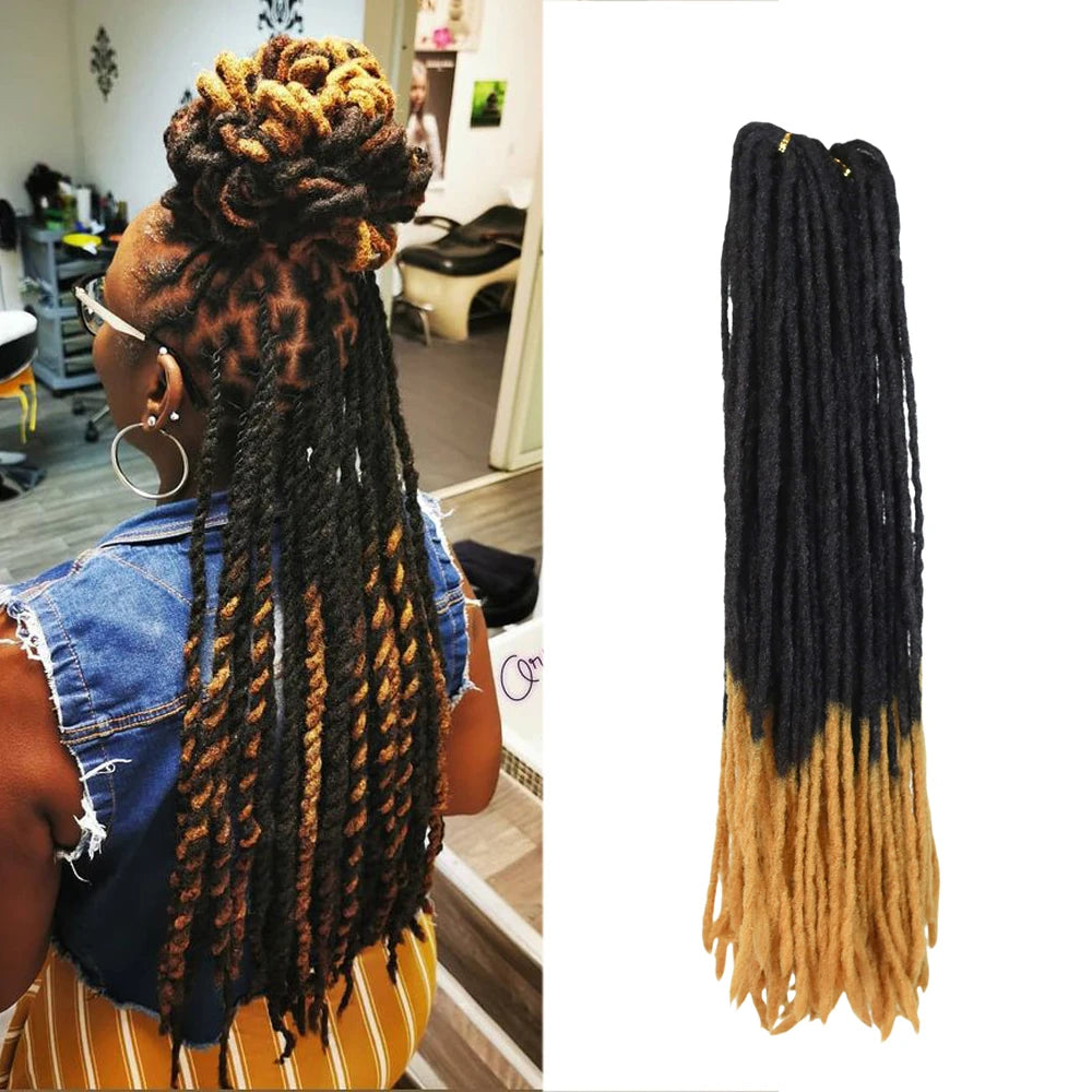 20 Inch Ombre Pro Locks Crochet Hair Extensions Soft Synthetic Dreadlocks 40 Stands Pack Women's Braiding Hair
