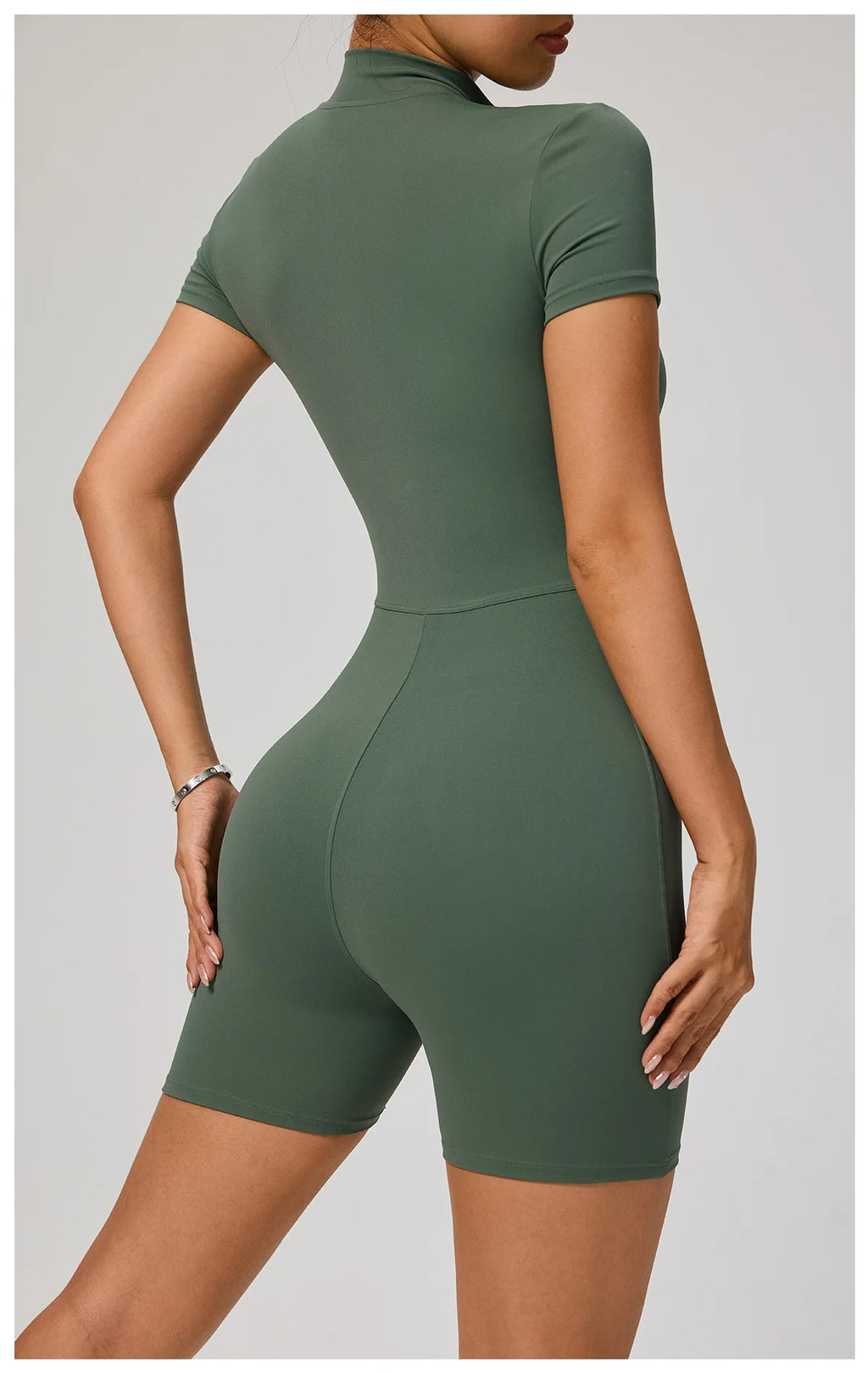 SOISOU Zipper Jumpsuit Women Short Sleeves Clothing Sportswear Woman Gym Yoga Sport Sets Nylon Workout Sets Women Tracksuit