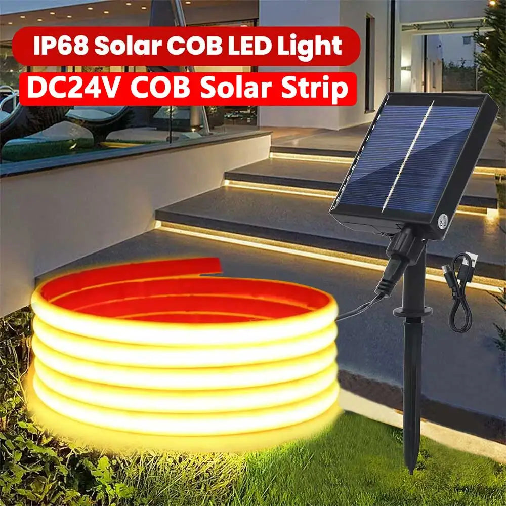 24V COB Solar Neon Light Strips DC 24V Flexible Lights Waterproof IP67 Warm White 1m 2m 3m 4m 5m LED Strip For Garden Decoration