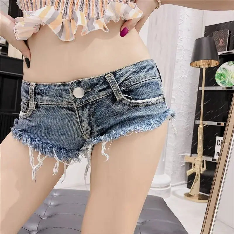 Women Summer Low Waist Denim Shorts Stretchy Short Jeans Hot Pants Sexy Triangle Design Butt Enhancer Casual Streetwear DURIKIES