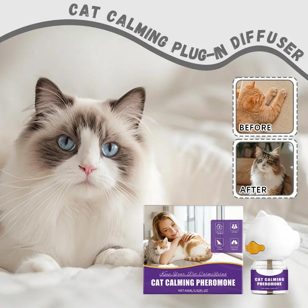 Pheromone Diffuser for Cats Pet Emotional Soothing Device Electric Plug-In Relieve Anxiety Reduce Scratching Calming Spray