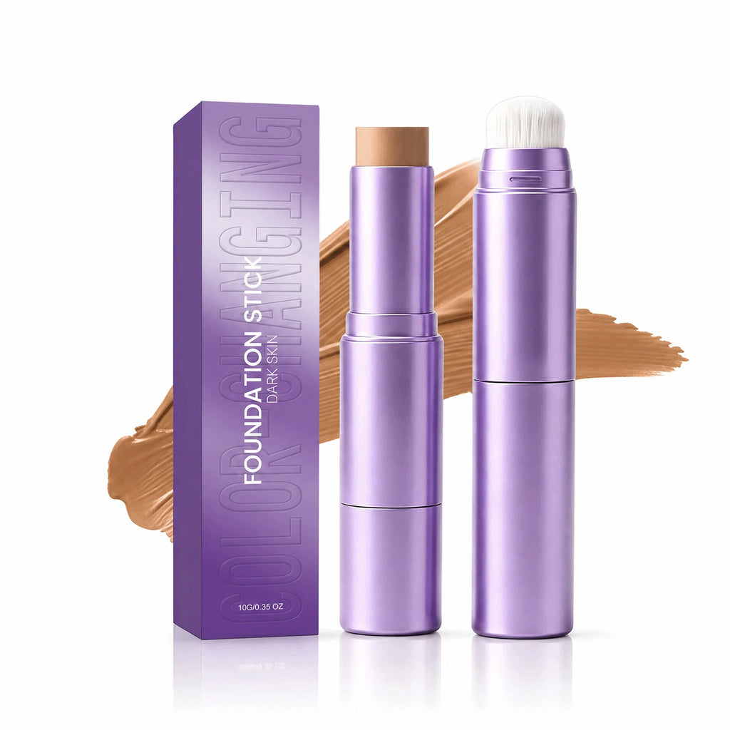 2-in-1 Color Changing Foundation Stick Natural Flawless Finish Lightweight Smooth Face Makeup Buildable Coverage for All Skin