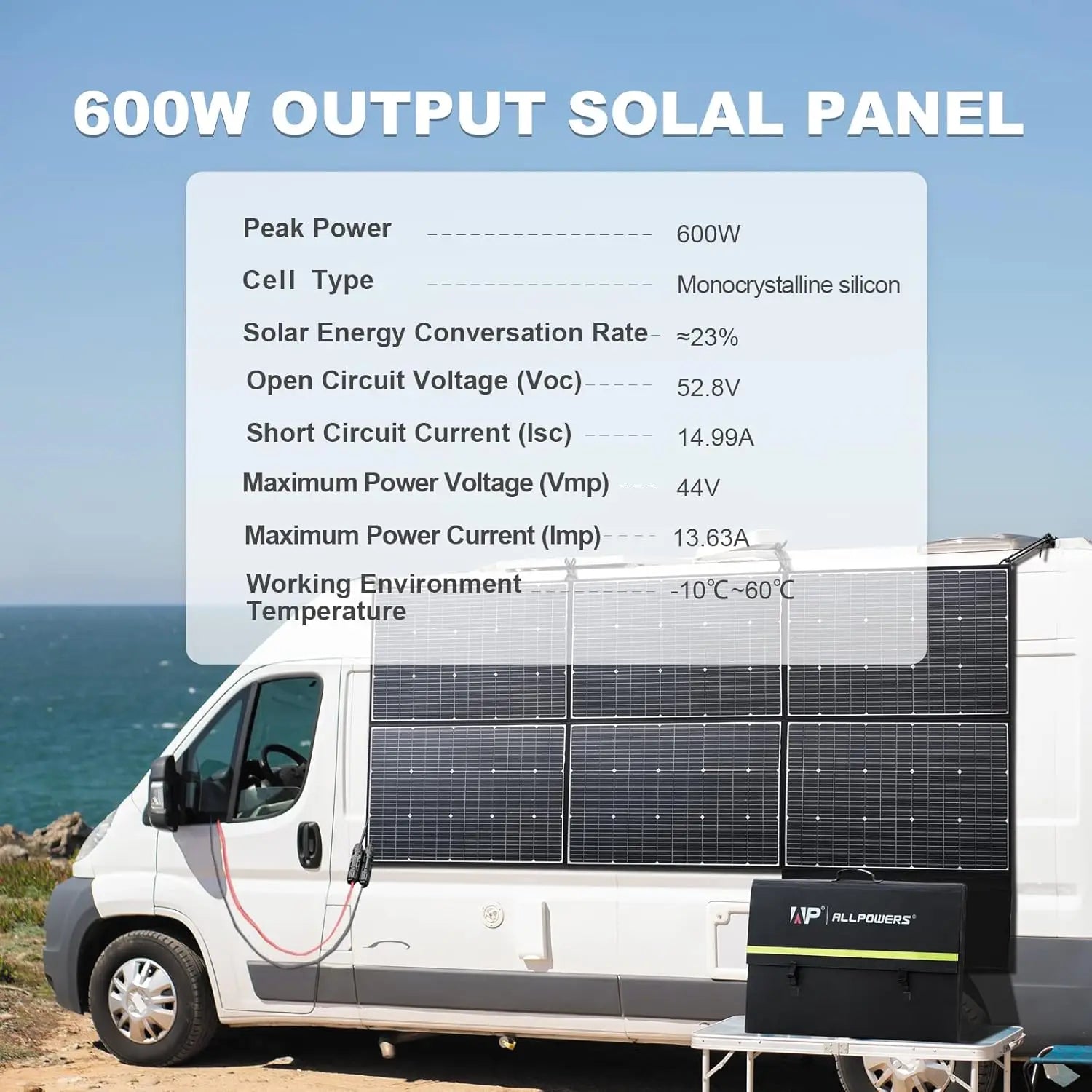 ALLPOWERS 600W Foldable Solar Panel High-Efficiency Solar Module Solar Charger with Solar Output for RV Off-Grid Boat Home Camp
