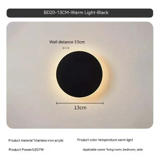 Round wall lamp/modern minimalist style bedroom bedside table staircase porch LED light source human body touch sensor