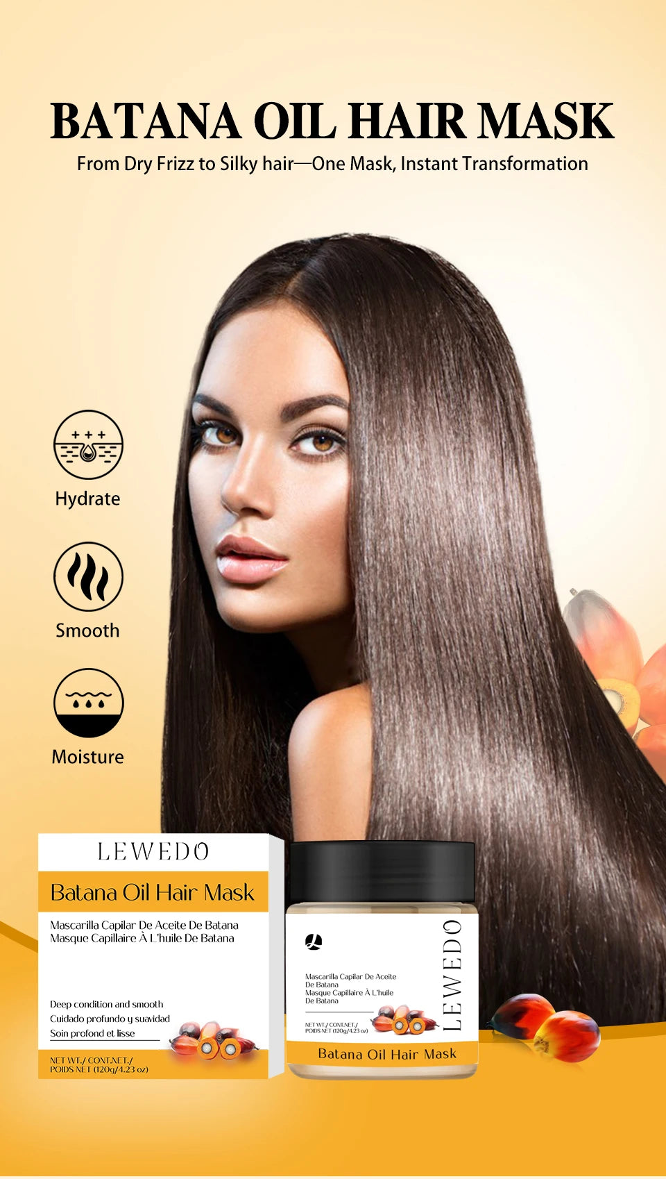 Batana Hair Mask Batana Conditioner Oil 100% Natural Hair Care Oil Prevent Hair Loss Nourishes Dry Hair Ends Improves Smoothness