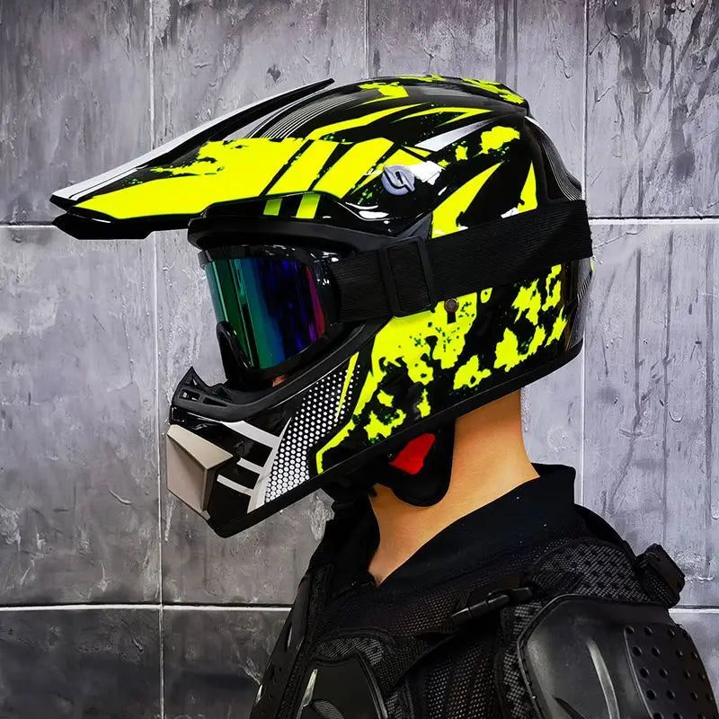 ORZ-Motocross Helmet Off Road Dirt Bike ATV MX Racing Helmet DOT Approved for Adults
