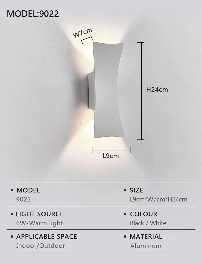 LED Wall Lamp Indoor and Outdoor IP65 Waterproof White/black Modern Minimalist Aluminum Home Light Porch Garden Light AC85-265V