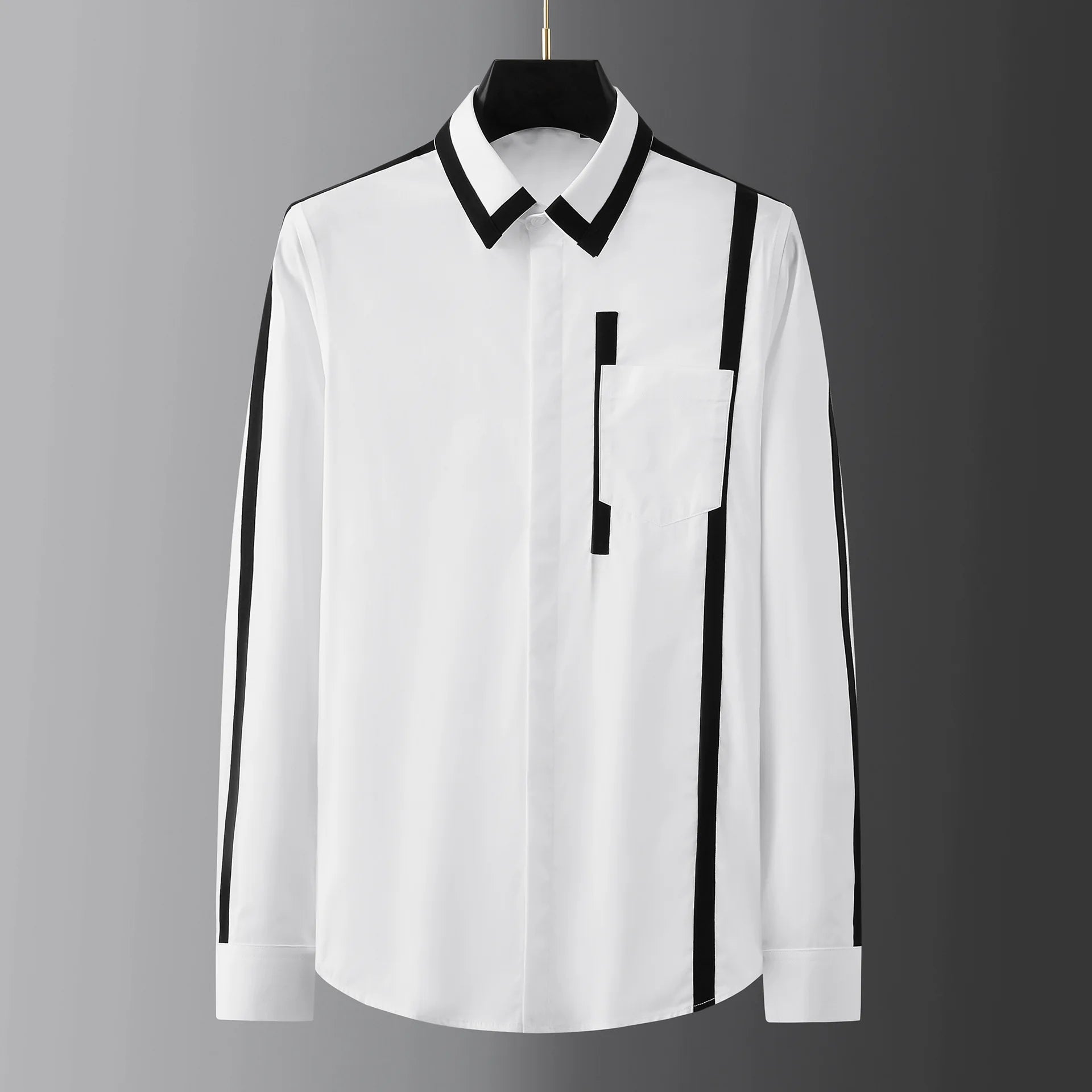 Personalized Design Spliced Men's Shirt Cotton Long Sleeve Casual Shirts Handsome Versatile Business Social Banquet Dress Shirt