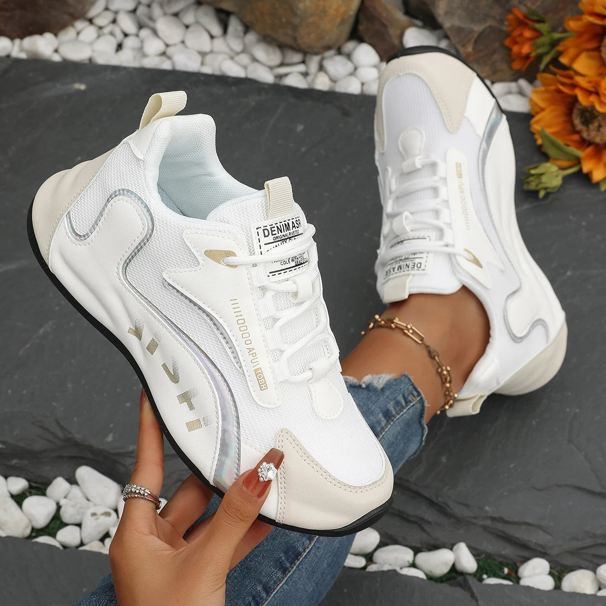 1 Pair of Women's Shoes with Inner Height Adjustment, Suitable for All Seasons, Breathable and Comfortable, Plus Sizes, Sporty C