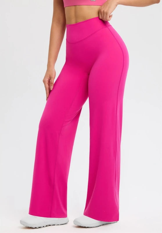 2026 C-B Women High Waist V Back Scrunch Straight Leg Yoga Pants Naked Feel Tummy Control Stretch Gym Pilates Sports Trousers