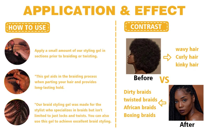 GOIPLE Hairstyle Fixative Cream Edge Control Oil Cornrow Styling Products Strong Hold Lock And Twist Foam Mousse Braid Hair Gel