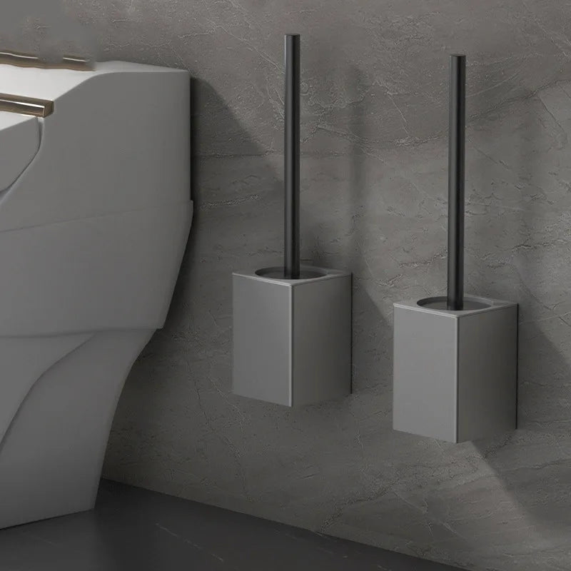 Toilet Brush Holder Wall Mounted Bathroom Cleaning Brush Toilet Brushes For Cleaning Storage Space Aluminum