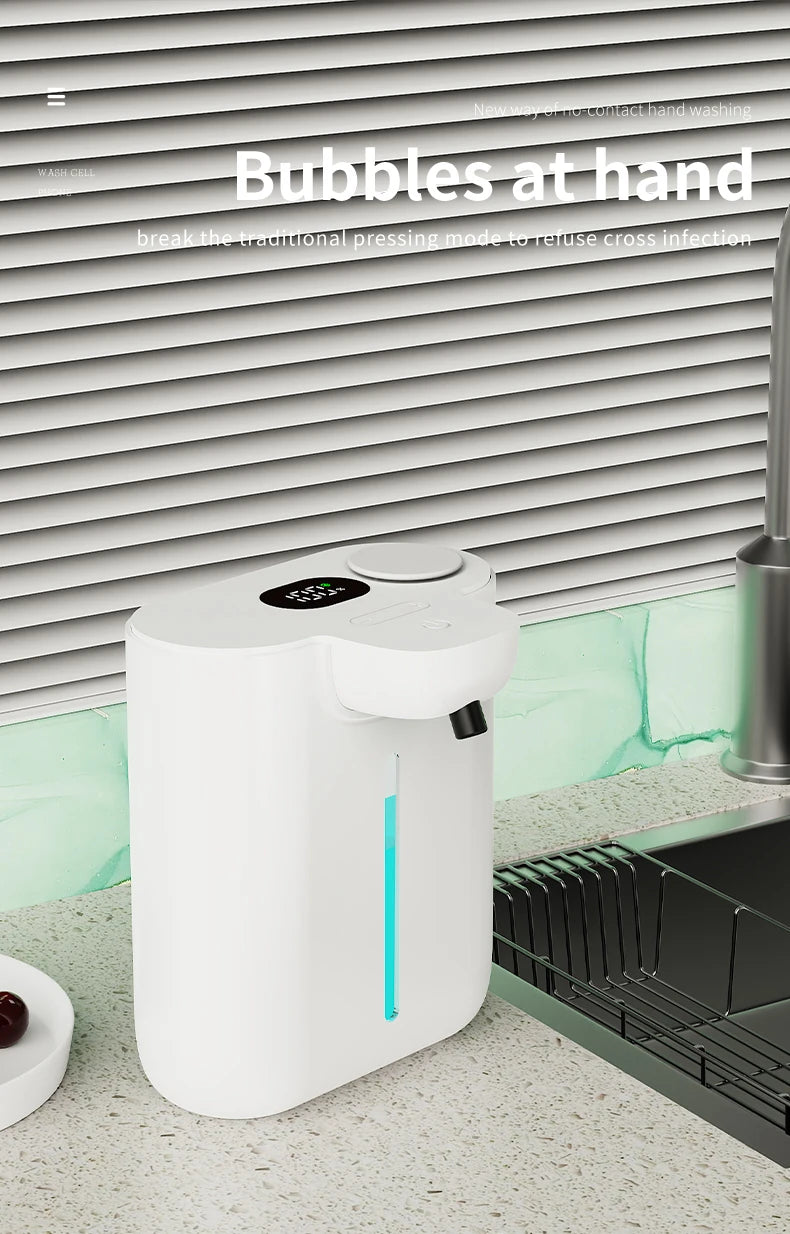 500ML Large Capacity HD Display 9-Gears Adjustable Foam/Liquid Control Automatic Sensor Soap Dispenser Portable Hand Wash Bottle