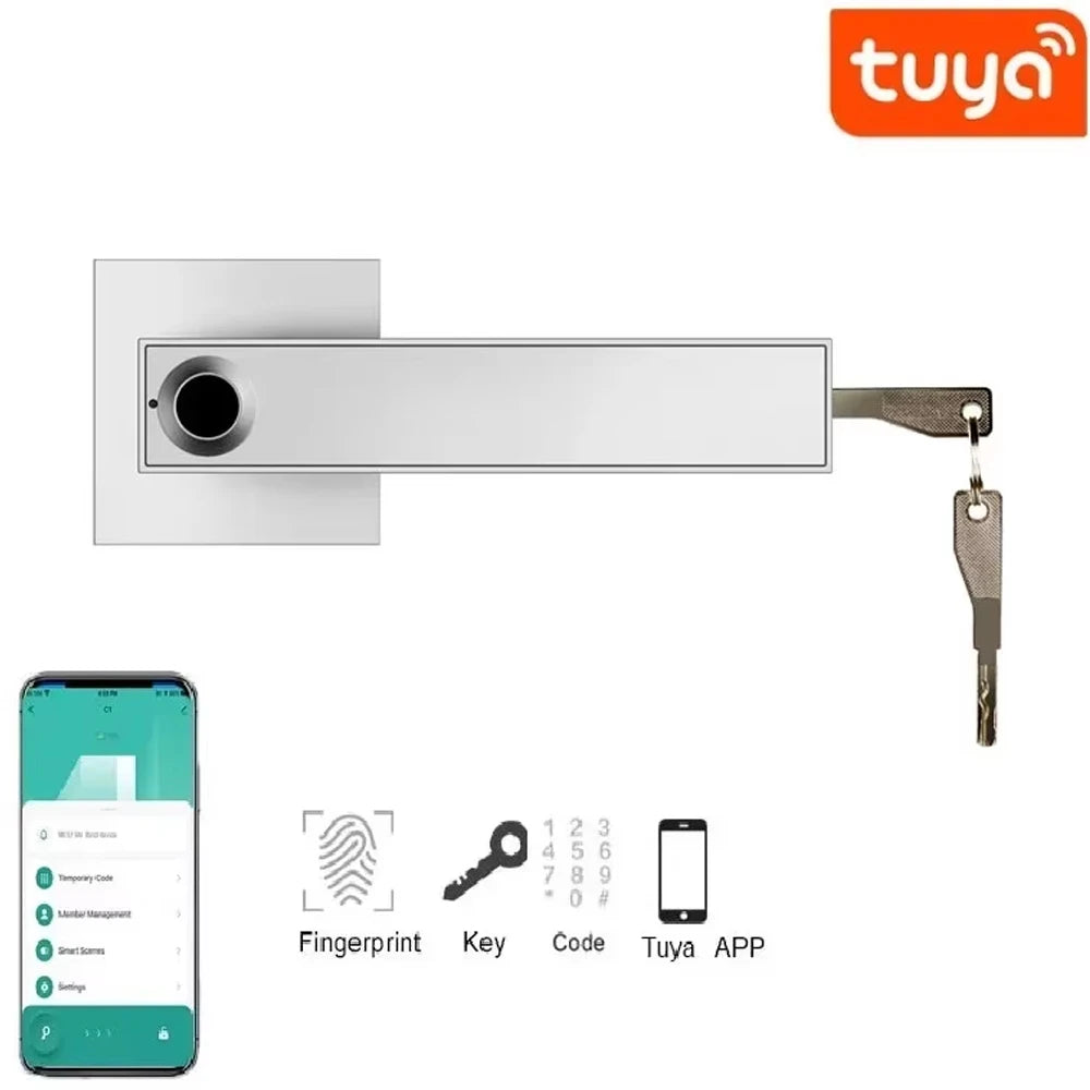 New Smart Door Lock With Bluetooth-compatible Tuya APP Digital Electronic Lock Smart Home Wooden Door Lock Biometric Fingerprint