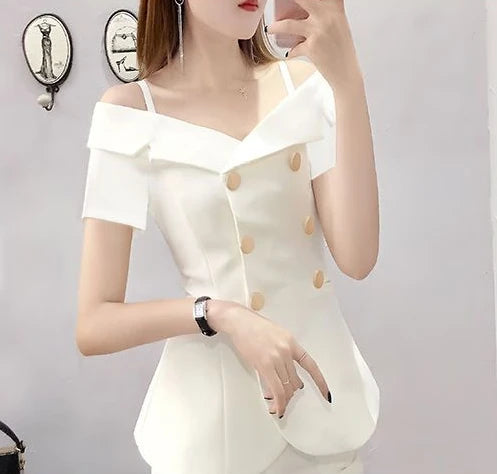 Womens 2 Pant Sets Blazer and Outfit Wide Leg Trouser Suit White Two Piece Set Pants for Women Sexy Classy Co Ord Promotion Xxl