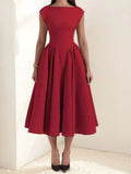 Summer French Pure Lust Fashion Dress Women's Temperament Elegant Solid Color Waist Slim High Waist Sleeveless Back Hollow Dress